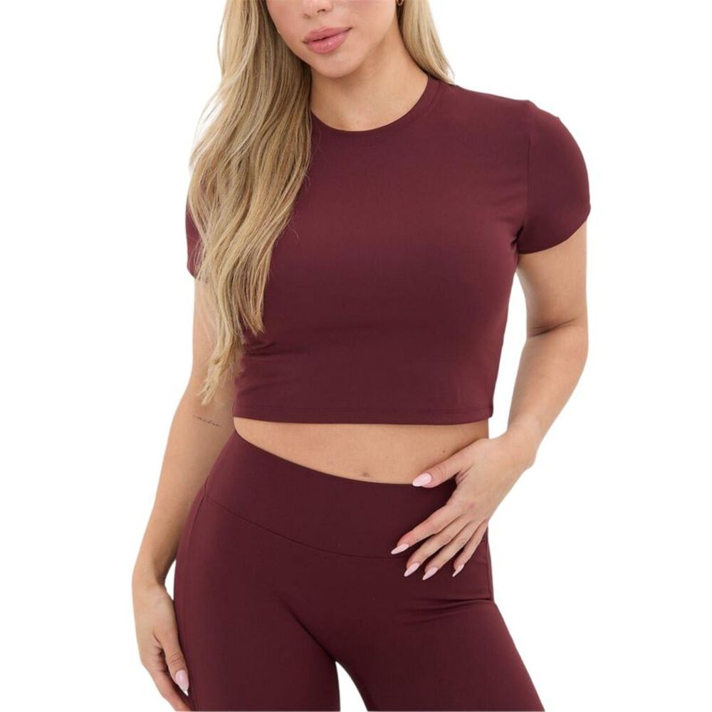 I Saw It First Womens/Ladies Seamless Short-Sleeved Crop Top / Burgundy